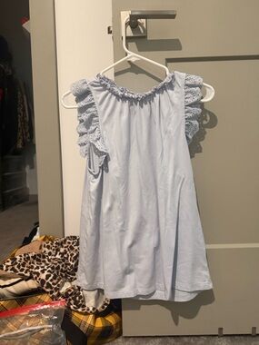 LC Lauren Conrad Light Blue Eyelet Ruffle Tank